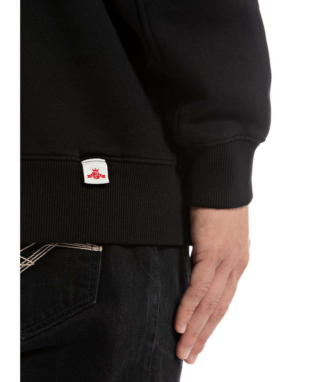 リラックスフィット レタリング刺しゅうコットンフリースフーディー 詳細画像 ブラック 6